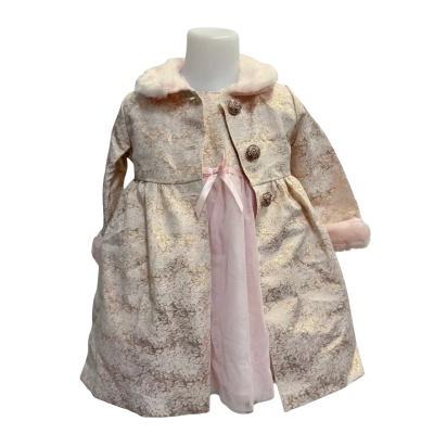  Kids  Size 2 Dress and Coat Pink and Gold