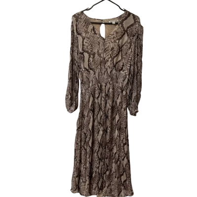 Womens Country Road Size 12 Long Sleeve Dress Animal print / Beige / Brown 