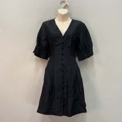 Country Road Womens  Size 8 V-Neck Linen blend Mini Dress Black  