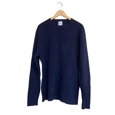 Zara Mens  Size L Jumper Navy Blue 