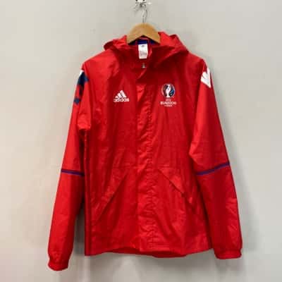 Adidas UEFA Euro 2016 Volunteer Mens  Size S Lightweight Hood Jacket Red 
