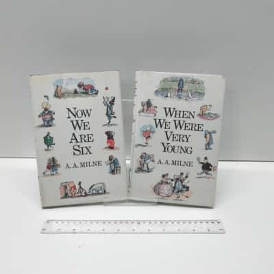 AA Milne Book Pair Now We Are Six & When We Were Very Young Hardcover Vintage