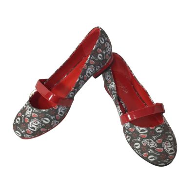 Candy Pop Womens Size 7 Black / White / Red Atomic Coffee Flat Shoes (new)