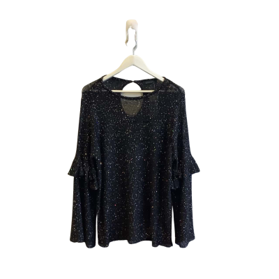 Brand New Crossroads Womens Size 14 Top Long Sleeve Top Black Sequin