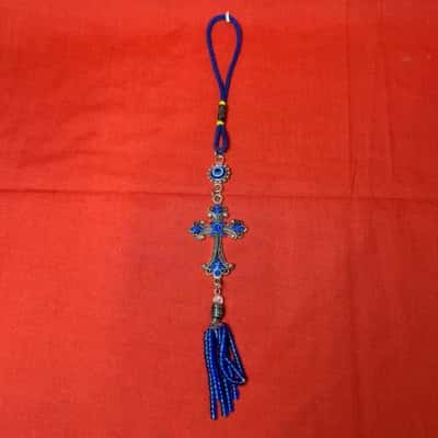 Blue Evil Eye Cross Hanging Ornament