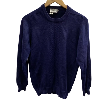  Vintage Saint James Size 16 Pure Wool Jumper Navy Blue 