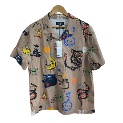 Kenji Unisex  Size One Size Short Sleeve Shirt Brown / Multicoloured / Pattern 