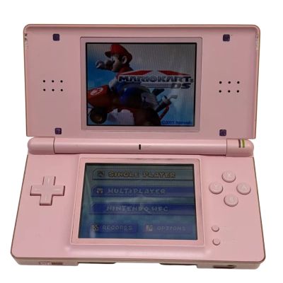 Nintendo DS Lite Pink Console Bundle with Mario Kart DS Game - Tested & Working