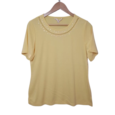 Noni B Women's Size M Yellow Short Sleeve Top