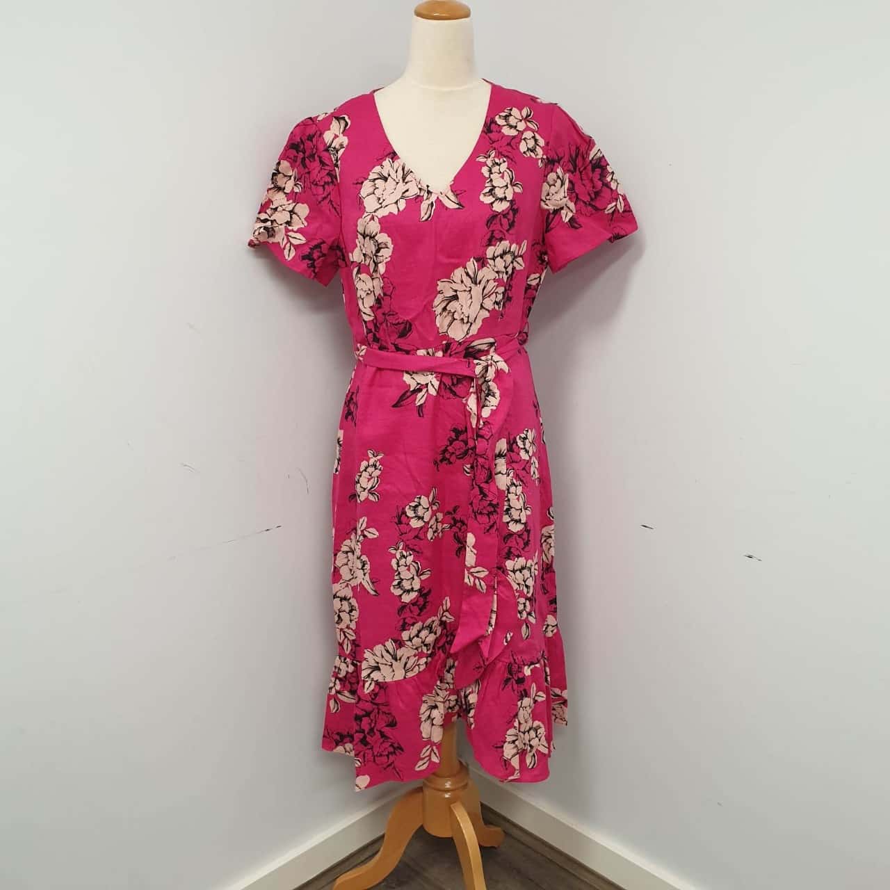 JacquiE Exceptionally Pretty Womens Fuchsia Pink Floral Tie Waist