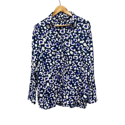 Mister Zimi Womens  Size 12 Long Sleeve Shirt Blue / White 