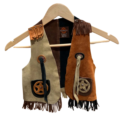 John R Craighead Co Kids Western Vest Size M Beige / Black  / Brown 