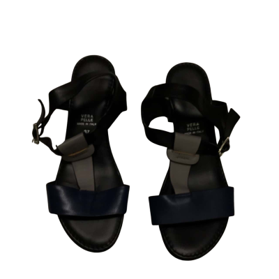Vera Pelle Size 37 Black Leather Sandals - Brand New