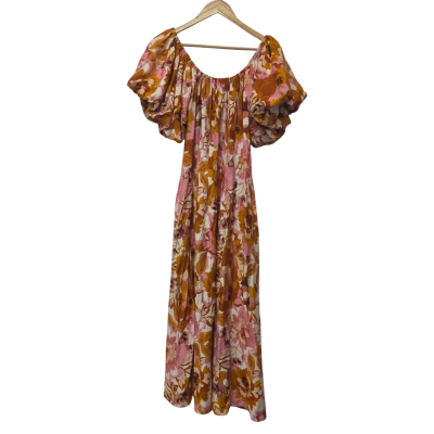 Vine Apparel Womens  Size 16 Casual Dress / Floral Dress / Maxi Dress / Short Sleeve Dress  Multicoloured 