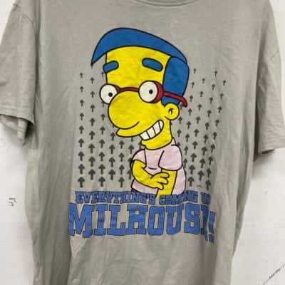Milhouse the Simpsons Mens  Size XL Short Sleeve T-shirt Grey 