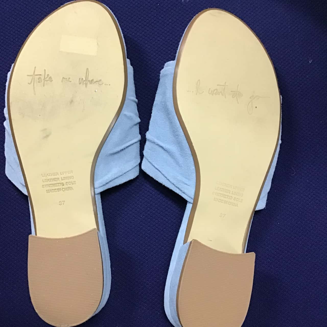 Mimco Womens Powder Blue Suede slides Size 37 Blue (s)