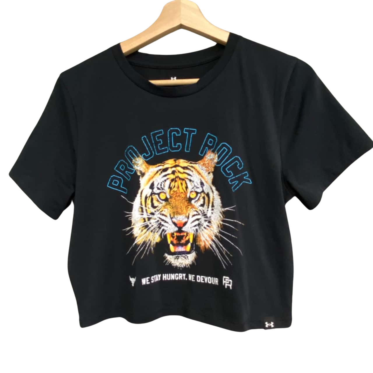 Under Armour Project Rock Womens Size L Cropped Black (s)