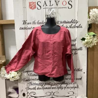 ELK BRAND! NWOT 100% FRENCH LINEN LONG SLEEVED SHIRT! Womens  Size 12 Long Sleeve Shirt / Long Sleeve Top Burnt Orange 