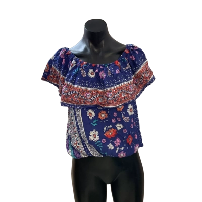 Jaase Womens  Size S Short Sleeve Shirt Blue / Floral 