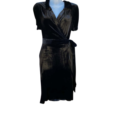 Vintage Alannah Hill Black Velour Wrap Dress Size 10