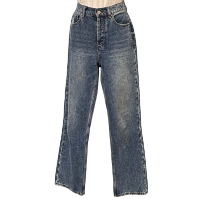 Seed Womens Mid Rise Jeans / Straight Leg Jeans Blue 