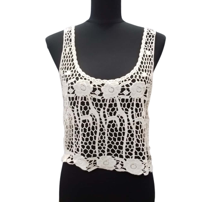Ghanda Women's  Size 10 Cream Lace Cropped Tank Top