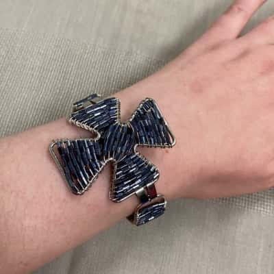  Womens Artisan Equal Armed Cross Beaded Bracelet 
