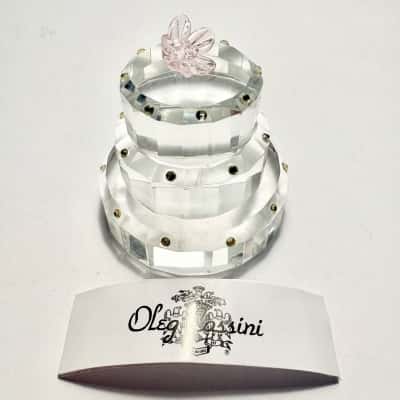Oleg Cassini Crystal Birthday Cake Paperweight 
