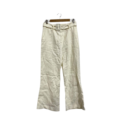 Witchery Womens  Size 10 100% linen off white pant with belt 