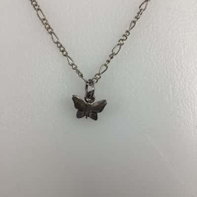 Sterling Silver (925) 55cm Necklace w/ Butterfly Pendant 