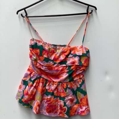 Atmos&Here Womens Shoestring Strap Top Floral / Multicoloured 