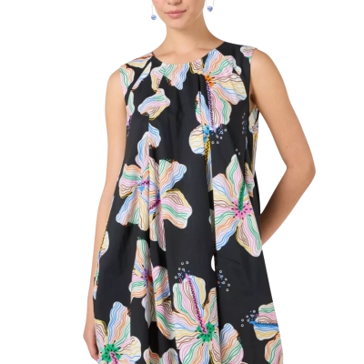 Gorman Hibiscus Bubble Dress – Size 10 Black/ Multi Colorored. 