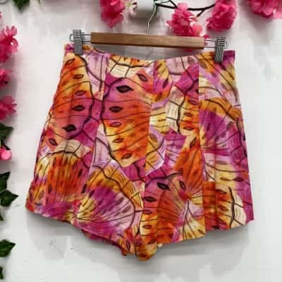 Aureta Womens High Waisted Shorts Size S Orange / Pink  
