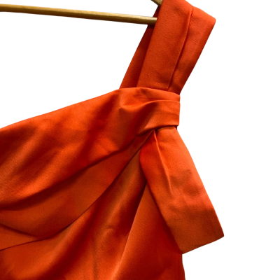 REISS MELISSA BURNT ORANGE CORAL ONE SHOULDER FORMAL DRESS SIZE 12