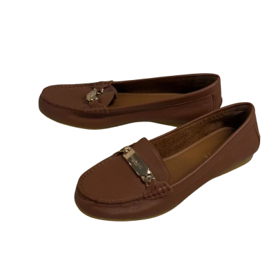 Coach 'Olive Pebble Leather Loafers Flats' (Size 9.5) - Dark Beige  /  Brown 