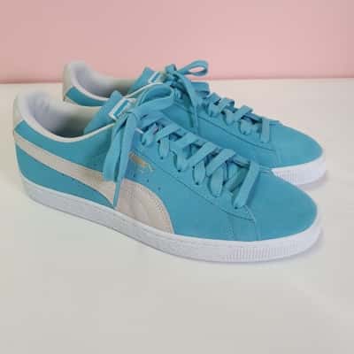 Puma Men's Size 45 Suede Classic Sneakers Blue & White 