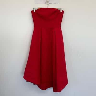 C/MEO Collective Red Strapless Evening Midi Dress  Size S 