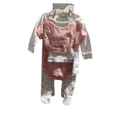 Rock A Bye Baby 5 Piece   Size 0-3m / 3-6m Set Pink  / White 