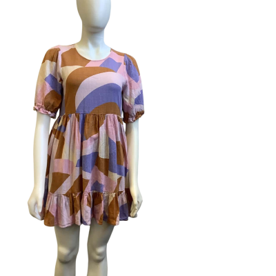 Mister Zimi Womens  Size 6 Linen Blend Mini Dress Multicoloured