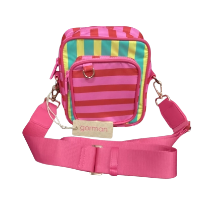 NEW - Gorman Womens Cross Body Bag Striped Pink  