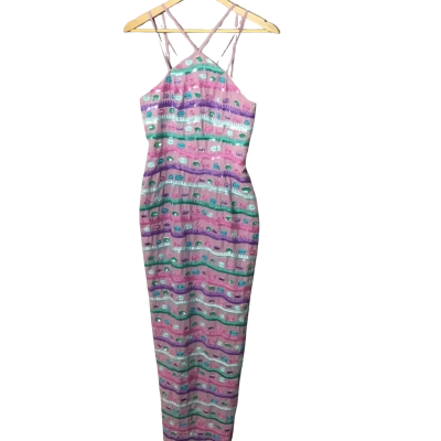 VINTAGE Perry Lin Womens  Size M Maxi Dress Purple 