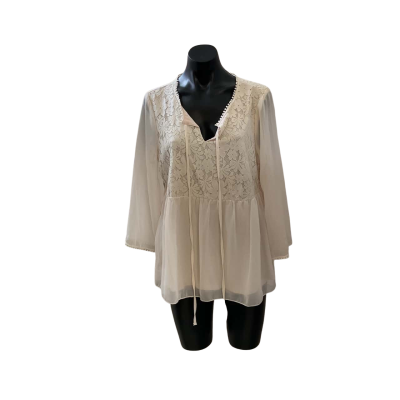 Liz Jordan Womens  Size 10 3/4 Sleeve Top Cream 