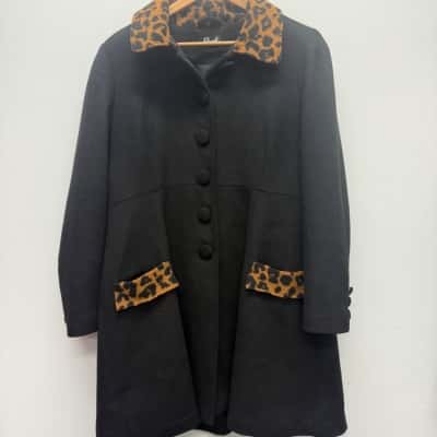 Revival  Size 18 Winter Coat black with Animal print