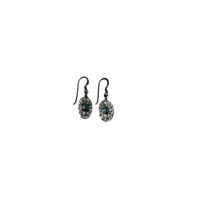  Womens Earrings Blue Turquoise & Silver 