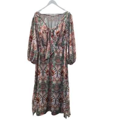  Three of Something Boho Paisley Front Tie Midi Dress - Size Large