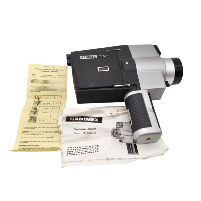 Vintage Hanimex Loadmatic M250 Super 8 Movie Camera In Hanimex Case In Great Cosmetic Condition - Not Testedd