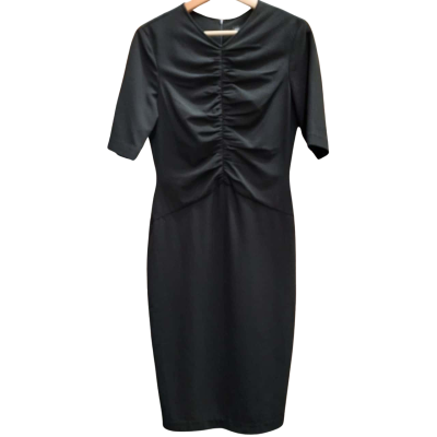COUNTRY ROAD Size 8 Black Short Sleeve Ponte Dress with Gathered Front Detail