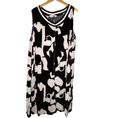 Virtuelle Womens  Size 24 Midi Dress Black  / Gold / Pattern / White 