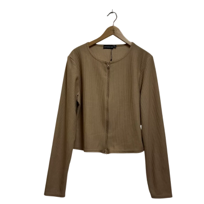 Pretty Little Thing Womens  Size 14 Long Sleeve Top / Zip Through Top Brown 