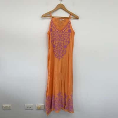 Boom Shankar Orange Purple Strappy Maxi Dress  Size 10 